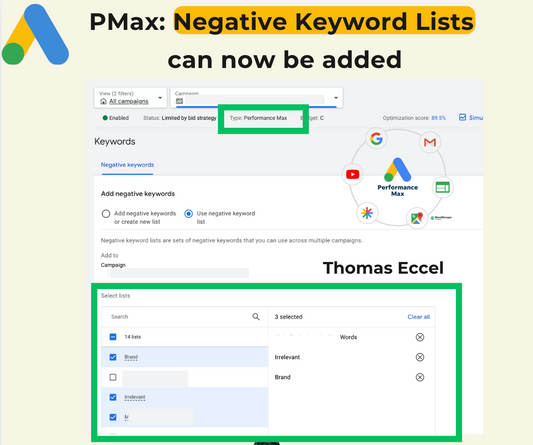 Negative keyword lists pmax