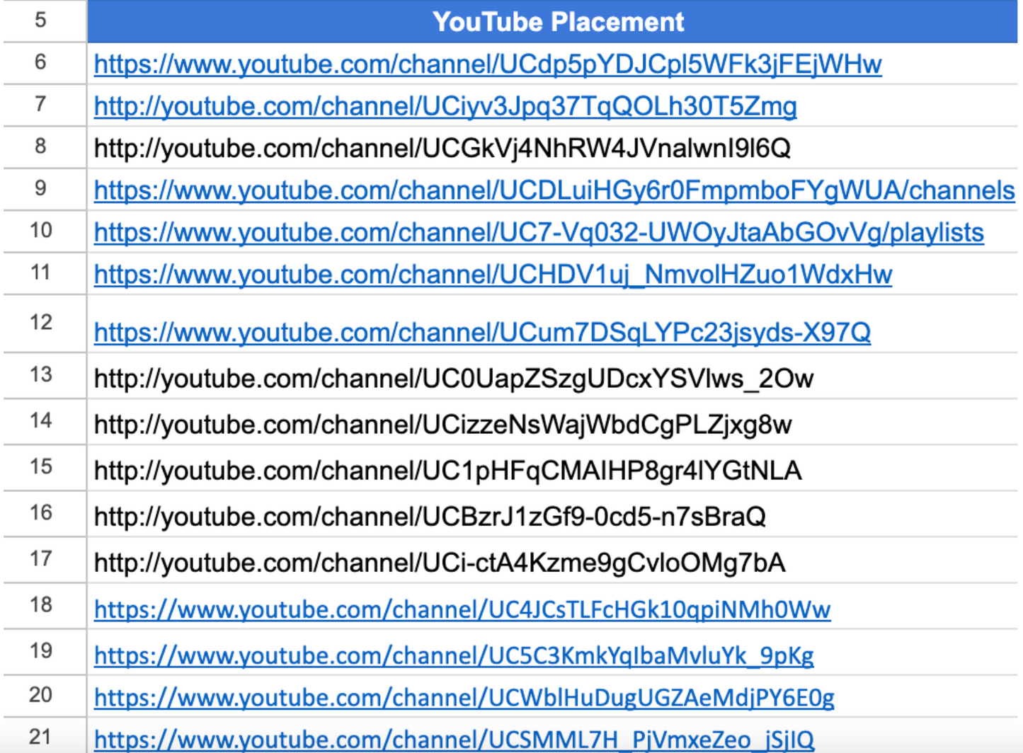 450 DemandGen YouTube Exclusions